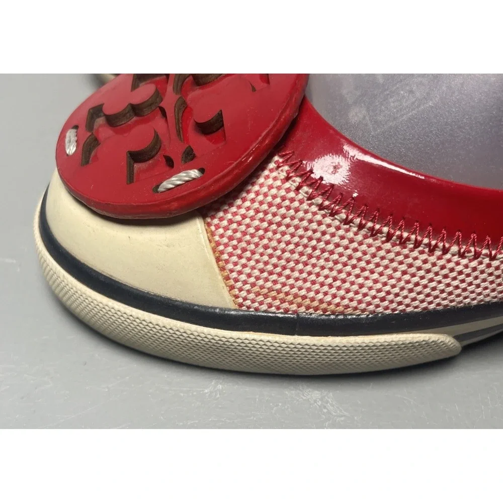 Tory Burch Women's Channing Red Canvas  Cap Toe Ballet Flats Size 6